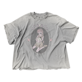 MALANIE CIRCLE CROP DISTRESSED TEE